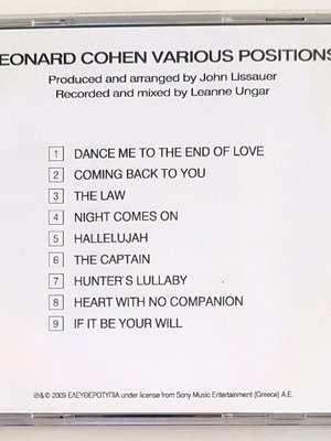 Leonard Cohen Various Positions CD new