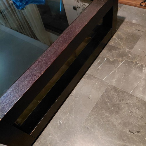 Wooden coffee table 120×120×40 cm used with double glass top