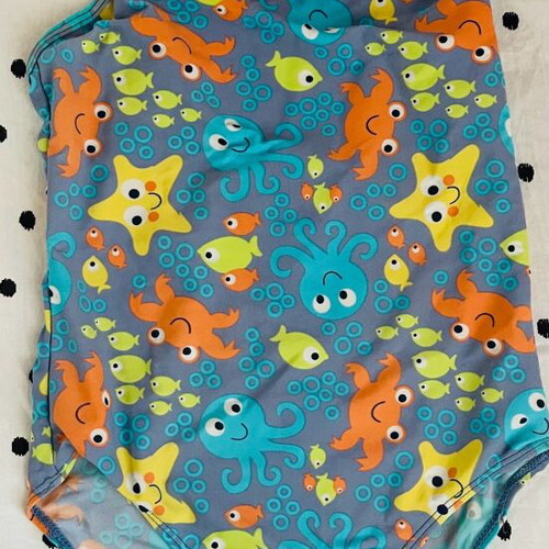 Children's one-piece swimsuit used, 10 years old, multicolored