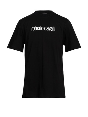 Roberto Cavalli T-Shirt Καινούριο, Μαύρο, 100% Βαμβάκι, Με Τυπωμένο Λογότυπο