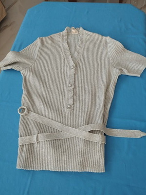 Dorella Filati Fantasia Metallic Silver Ribbed Knit Top Size M like new