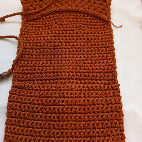 Handmade knitted tobacco pouch like new, warm brown color