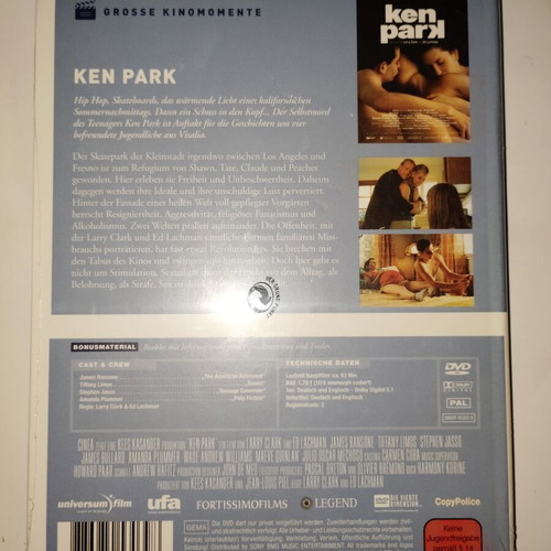 Ken Park DVD new, official German edition with English/German language