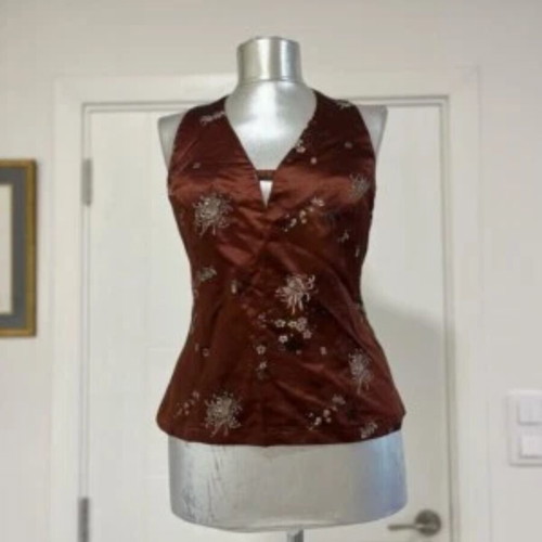 Hennes Collection Corset Style Satin Top size 40 like new, embroidered