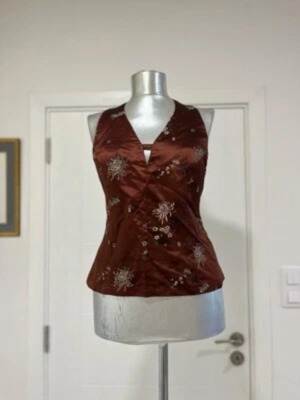 Hennes Collection Corset Style Satin Top size 40 like new, embroidered