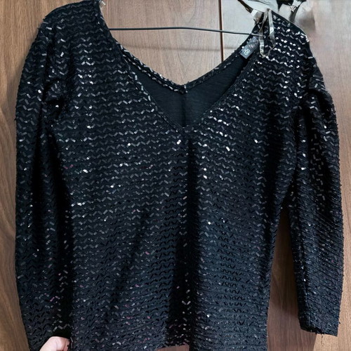 Abysse black blouse with sequins like new, size M