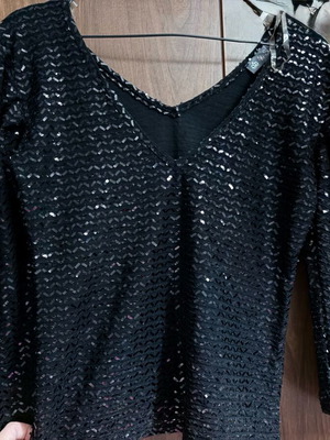 Abysse black blouse with sequins like new, size M