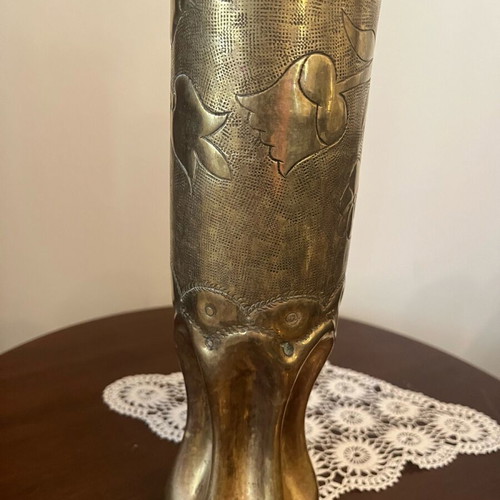 Brass vase trench art from 75mm shell casing used