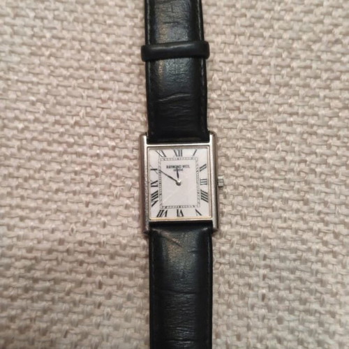 Raymond Weil Genève 5767 men's dress watch, black leather strap