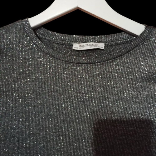 Zara evening blouse women like new, silver, elastic