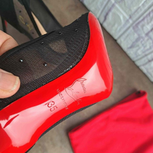 Christian Louboutin high heels size 35 new black suede and mesh