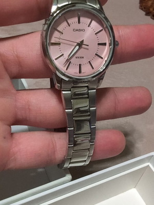 Casio women's wristwatch, pink and silver