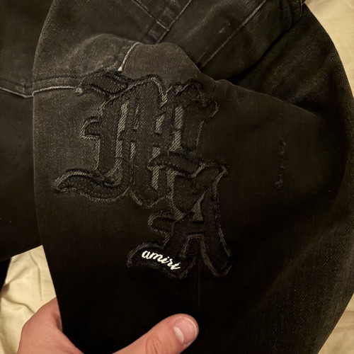 Amiri Black MA Varsity Repair Jeans Size 32 New
