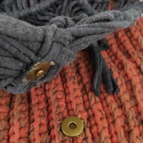 Knitted backpack like new, orange with leather hamsa detail