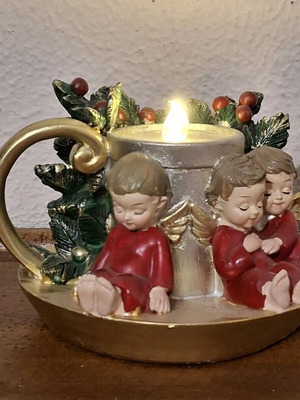 Christmas decorative angels with LED candle like new