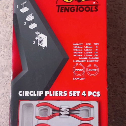 Teng Tools Set of 4 Circlip Pliers 7 Inch New