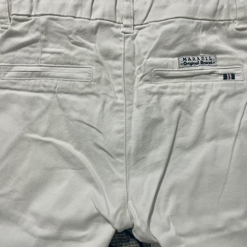 Marasil white pants with blue stripe cuff, skinny fit, unisex, size 128 cm