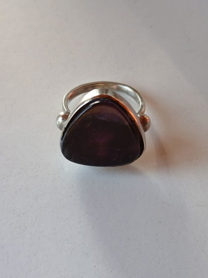 Silver ring with amethyst, handmade, size 56-57