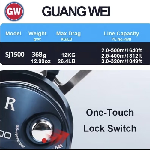 Guang Wei Baitcasting Reel New With 12kg Drag 6.8:1 Ratio