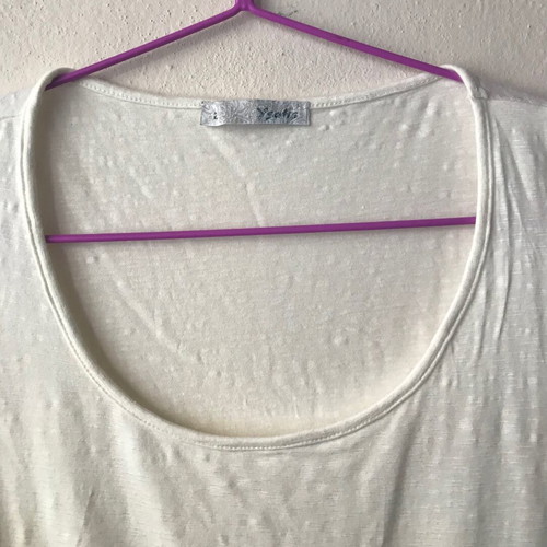 Ysatis blouse with lace and strass short sleeve in broken white like new