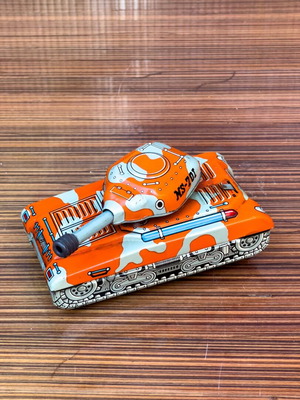 China MS-701 SUPER TANK - Chinese Camouflage Tin Wind-Up Toy MIB'60