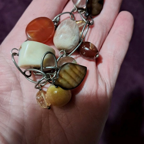 Boho jewelry set of 4 handmade with semi-precious stones and shells like new