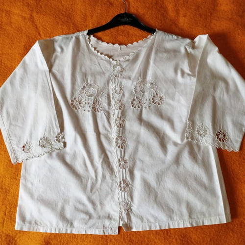 Traditional white shirt with cutwork embroidery used