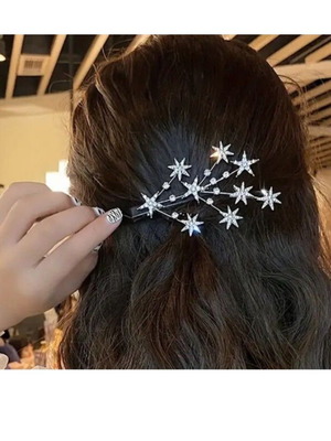 Snowflake Hair Clip new, white and silver
