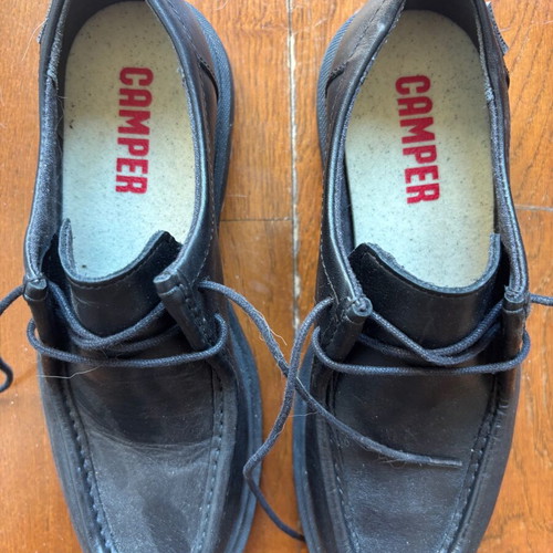 Camper Junction black leather shoes with removable toe caps, size 38