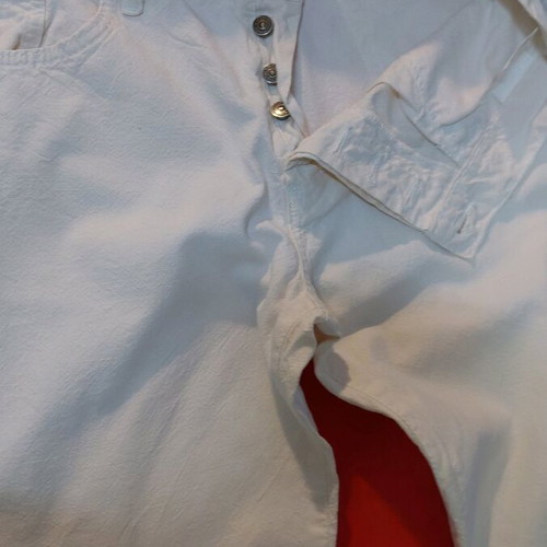 Men's 100% Cotton Pants Size 34 Long Beige Like New With Buttons