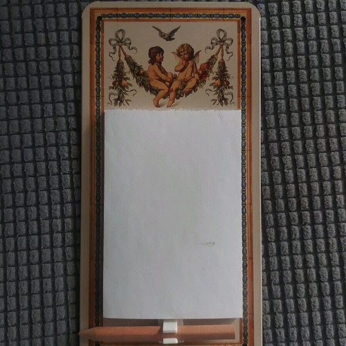 Metal fridge notepad with magnet, new, approx. 10x20 cm