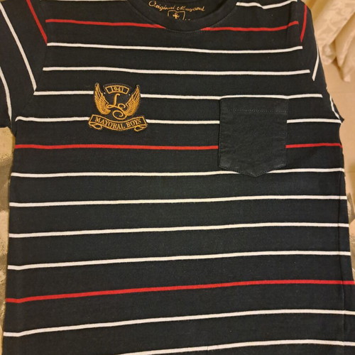 Mayoral striped t-shirt 122 cm (7 years) used, blue