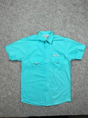 Columbia PFG Bahama short sleeve fishing shirt turquoise size M used