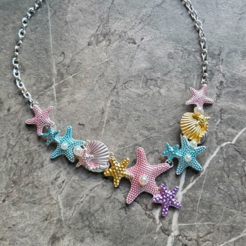 Elegance stainless steel shell necklace, colorful