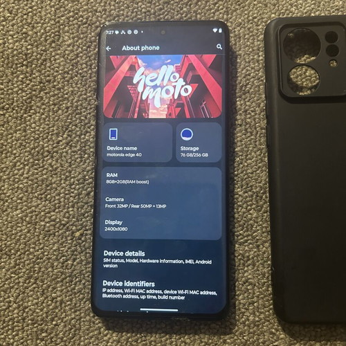 Motorola Edge 40 256GB phone like new with curved AMOLED screen