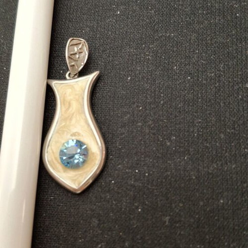 Silver 925 pendant with enamel and blue zircon new