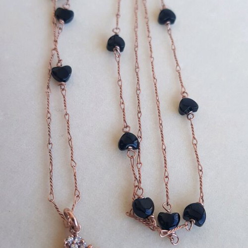 Silver 925 necklace rose gold plated used, length 78 cm