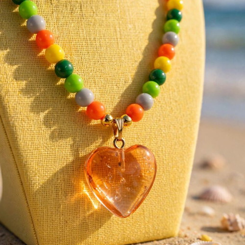 Handmade colorful beaded summer necklace and earrings set new