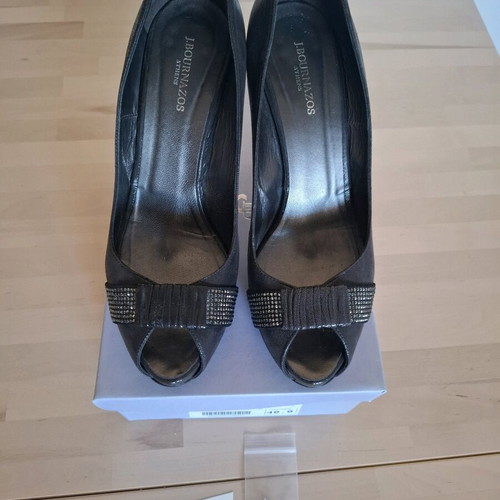 Bournazos black peep-toe pumps size 40 like new with Swarovski