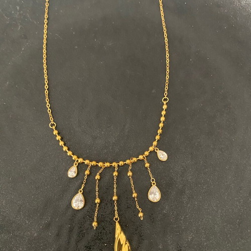 Steel necklace with rhinestones gold color new