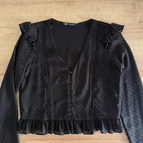Zara black semi-transparent blouse like new, size S