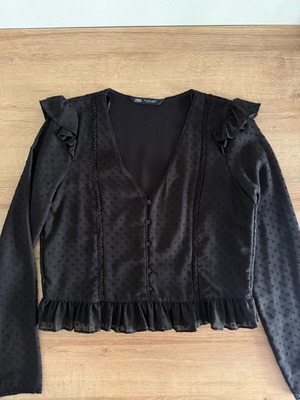 Zara black semi-transparent blouse like new, size S