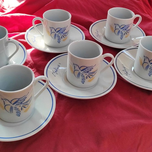 Collectible porcelain coffee cup set of six by Stathopoulos new