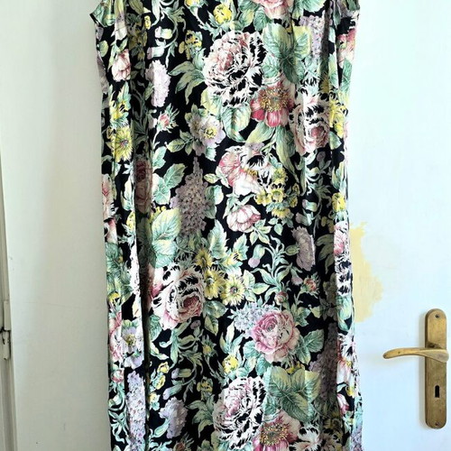 Floral maxi dress, size XL / XXL, black multicolor