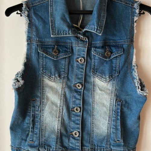 Jean jacket sleeveless used, blue, sizes S and M
