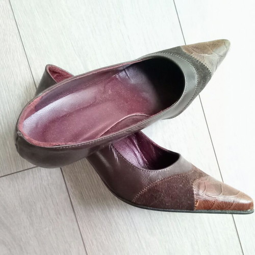 Leather pumps like new, brown, size 37, 6 cm heel
