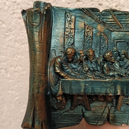 Last Supper embossed like new, two-tone wall hanging