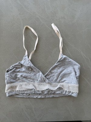 H&M Grey Jersey Bralette with Lace Trim like new