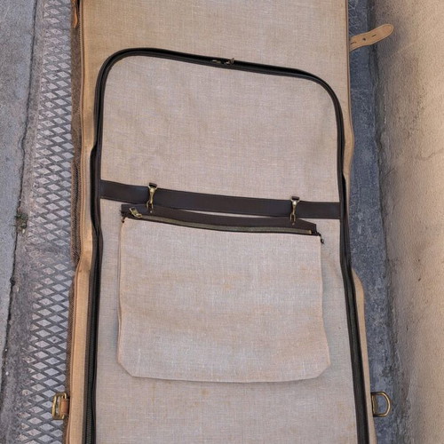 Vedette travel suitcase used, beige, opening design