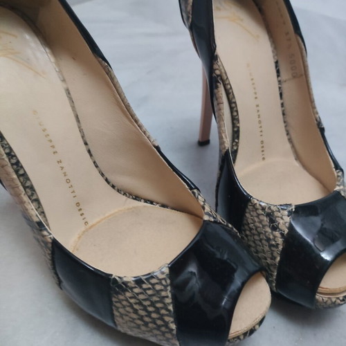 Giuseppe Zanotti γόβες 37,5, μαύρο και μπεζ δέρμα